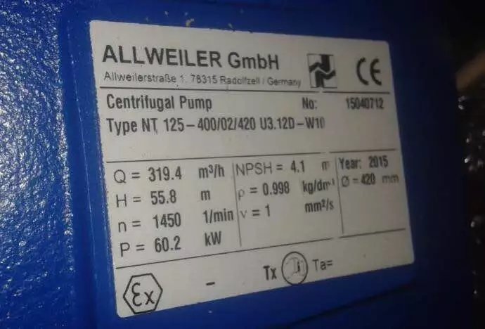 ALLWEILER-AG備件SNS210ER40E6.7-W1