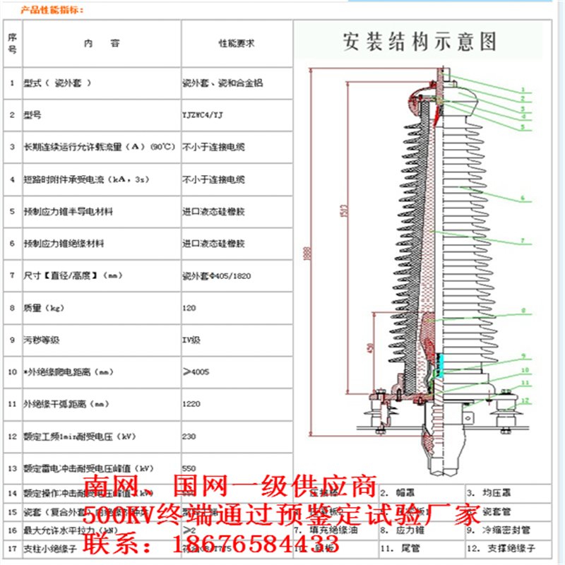 110kV電纜附件 1*240含安裝