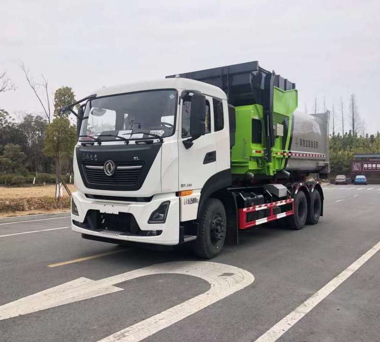 東風(fēng)天龍后雙橋勾臂垃圾車 配套16-18方智能移動壓縮垃圾站使用