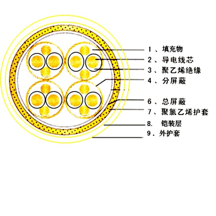 天津天聯(lián)計算機電纜4*2*0.5 DJYP2RV銅箔對屏蔽軟芯電纜