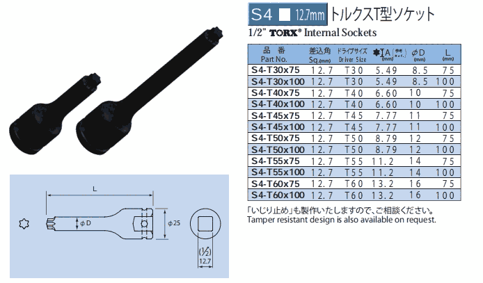 S4-T30X75 S4-T30X100 S4-T40X75