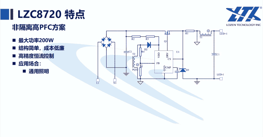 LZC8720 SOT23-6 高PFC  最大功率200W 非隔離大功率