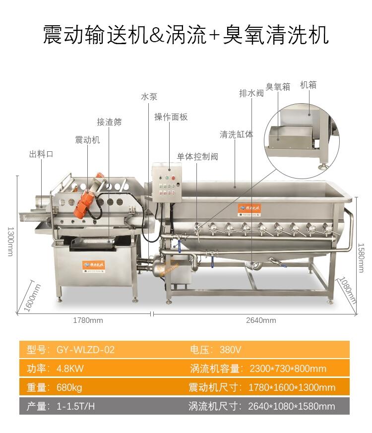 凈菜生產(chǎn)線 預(yù)制菜加工設(shè)備 蔬菜臭氧渦流清洗機(jī)