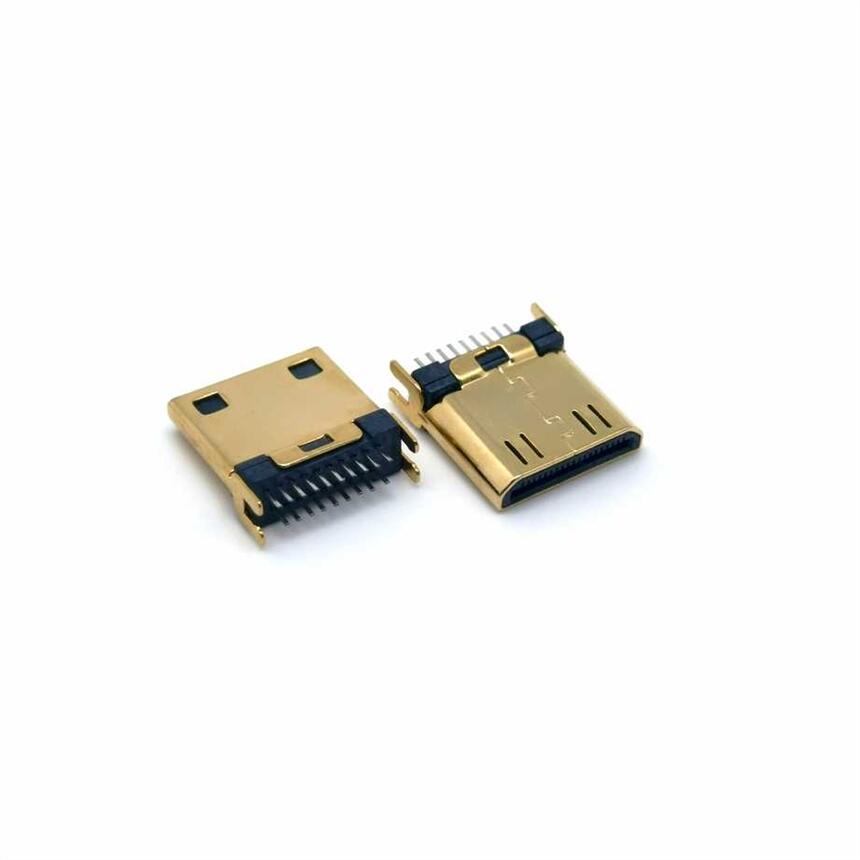 迷你MINI HDMI 19P夾板公頭 夾板1.0 1.6 鍍金鐵殼