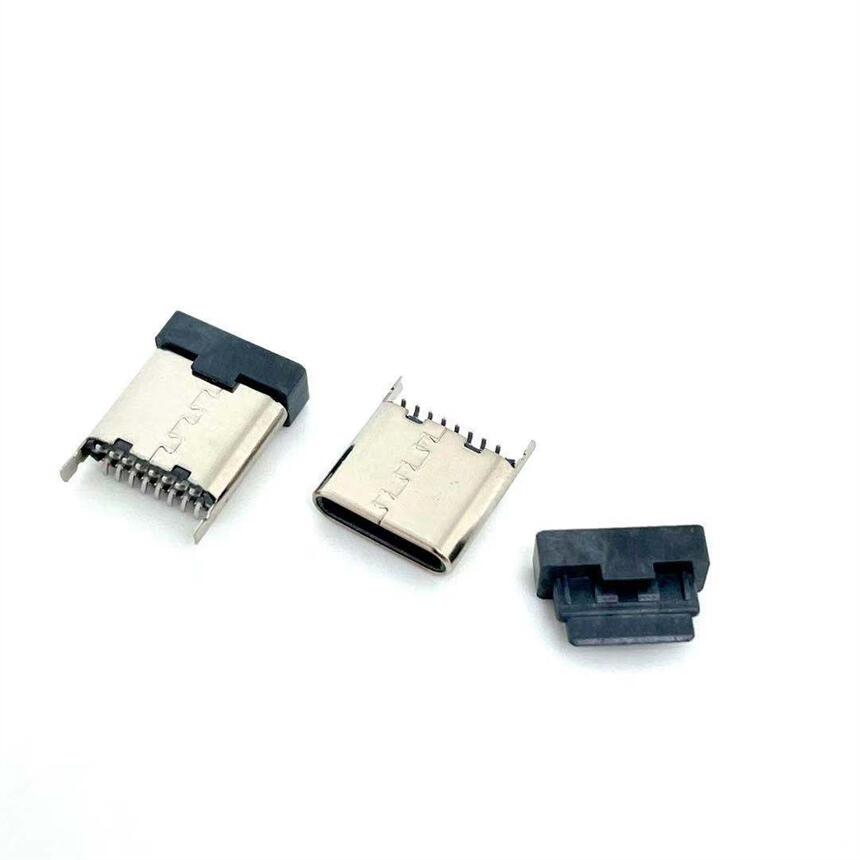 TYPE-C16P立貼公頭 H=7.2mm 立式貼片 帶固定腳DIP