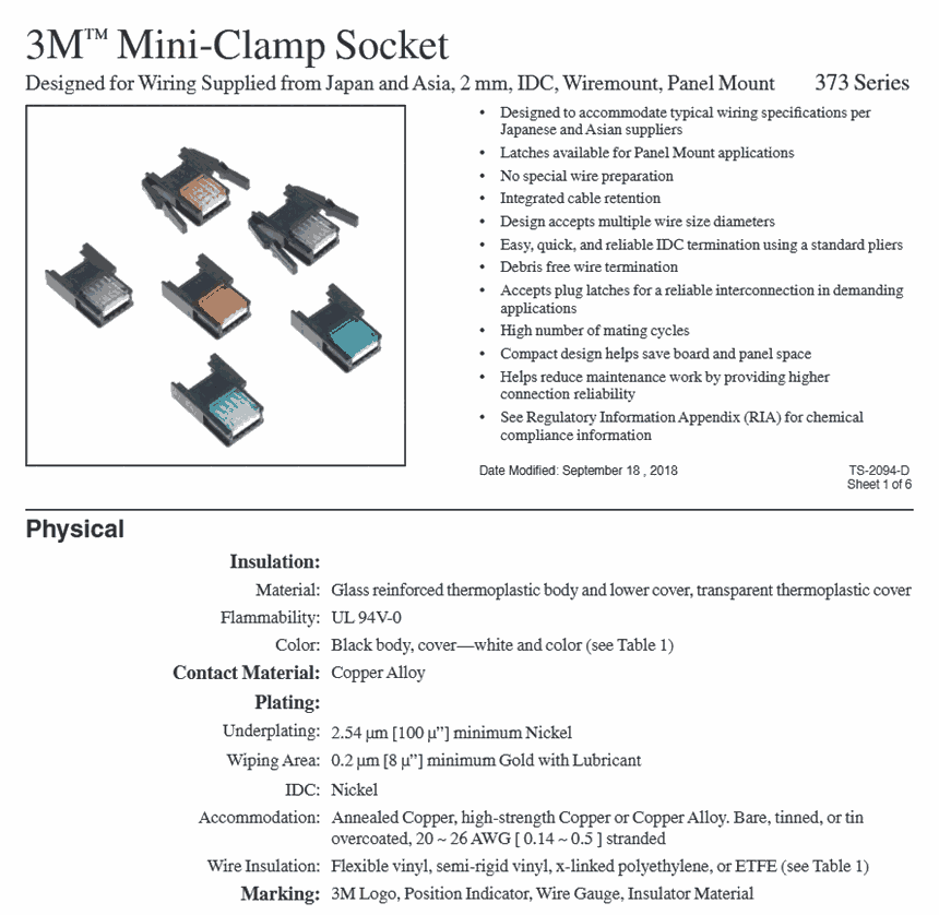 3M原裝進口Mini連接器 37103-3122-000FL