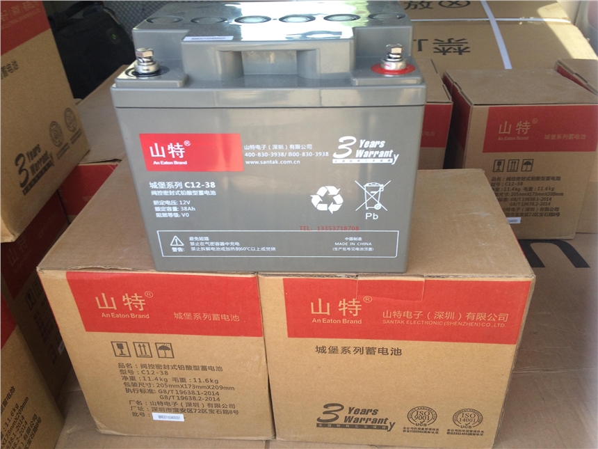 山特鉛酸蓄電池免維護(hù)池C12-3812v38ah機(jī)房直流屏備用應(yīng)急電源