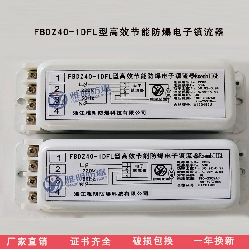 浙江雅明40W一托一FBDZ40-1DFL高效節(jié)能防爆電子鎮(zhèn)流器