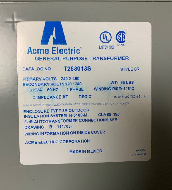 優(yōu)勢供應(yīng)  Acme Electric 控制變壓器 ACME-T-2-53013-S