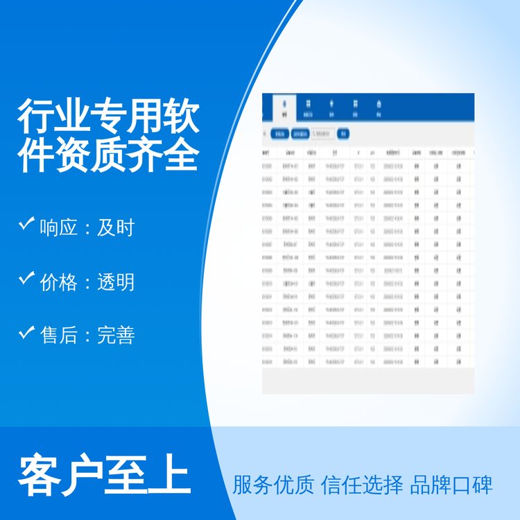 行業(yè)專用軟件資質(zhì)齊全全國售后響應(yīng)及時經(jīng)驗豐富售后完善