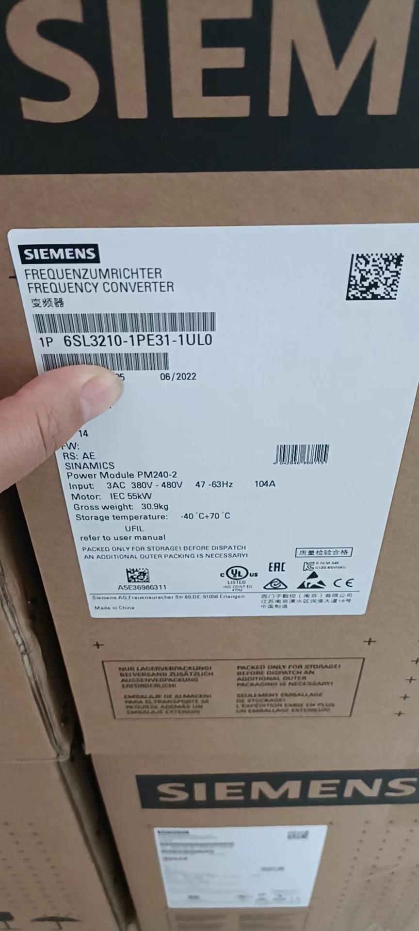 6SL3210-1PE31-5UL0西門子變頻器廠家75KWG120功率模塊PM240-2