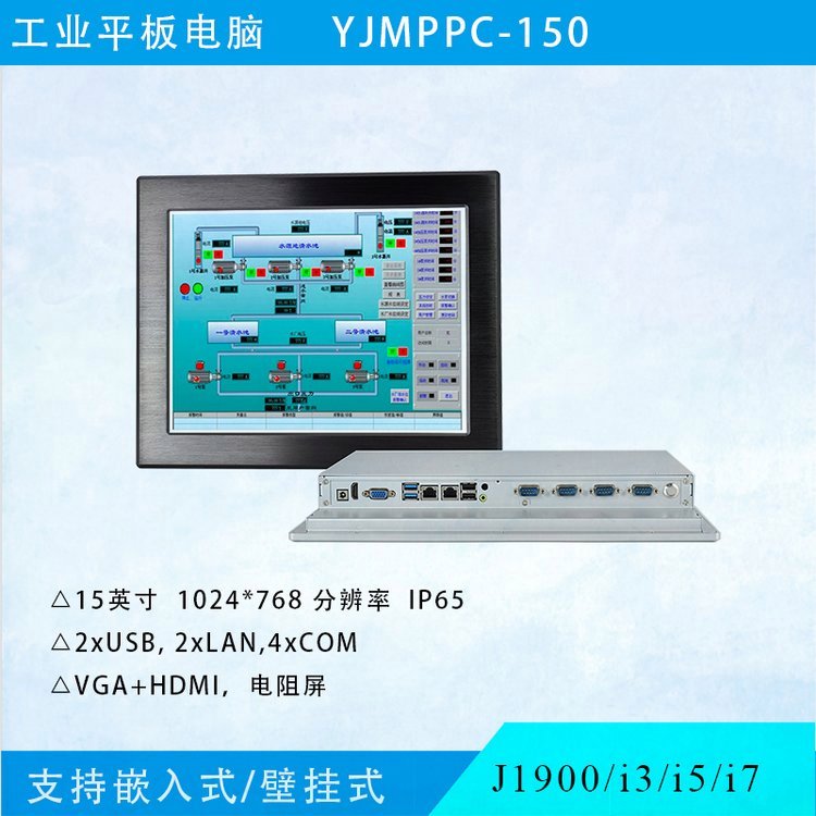 研江YJMPPC-150多網(wǎng)口15寸工業(yè)平板電腦無(wú)風(fēng)扇嵌入式工控機(jī)支持i3i5i7