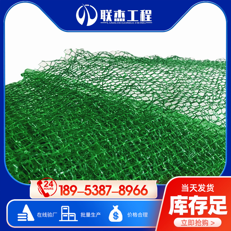 聯(lián)杰三維植被網(wǎng)河道護(hù)坡植草土工網(wǎng)墊噴薄草籽邊坡綠化三維網(wǎng)