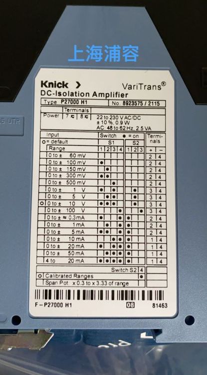 KNICK品牌P27000H1型號德國產(chǎn)地高性能信號放大器